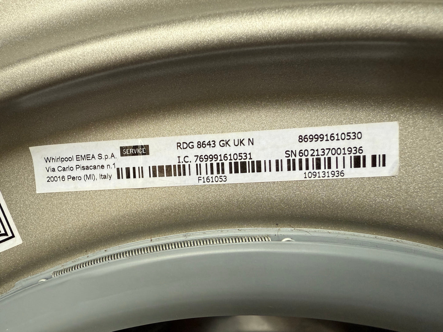 Hotpoint RDG8643GK 8Kg washer/Dryer