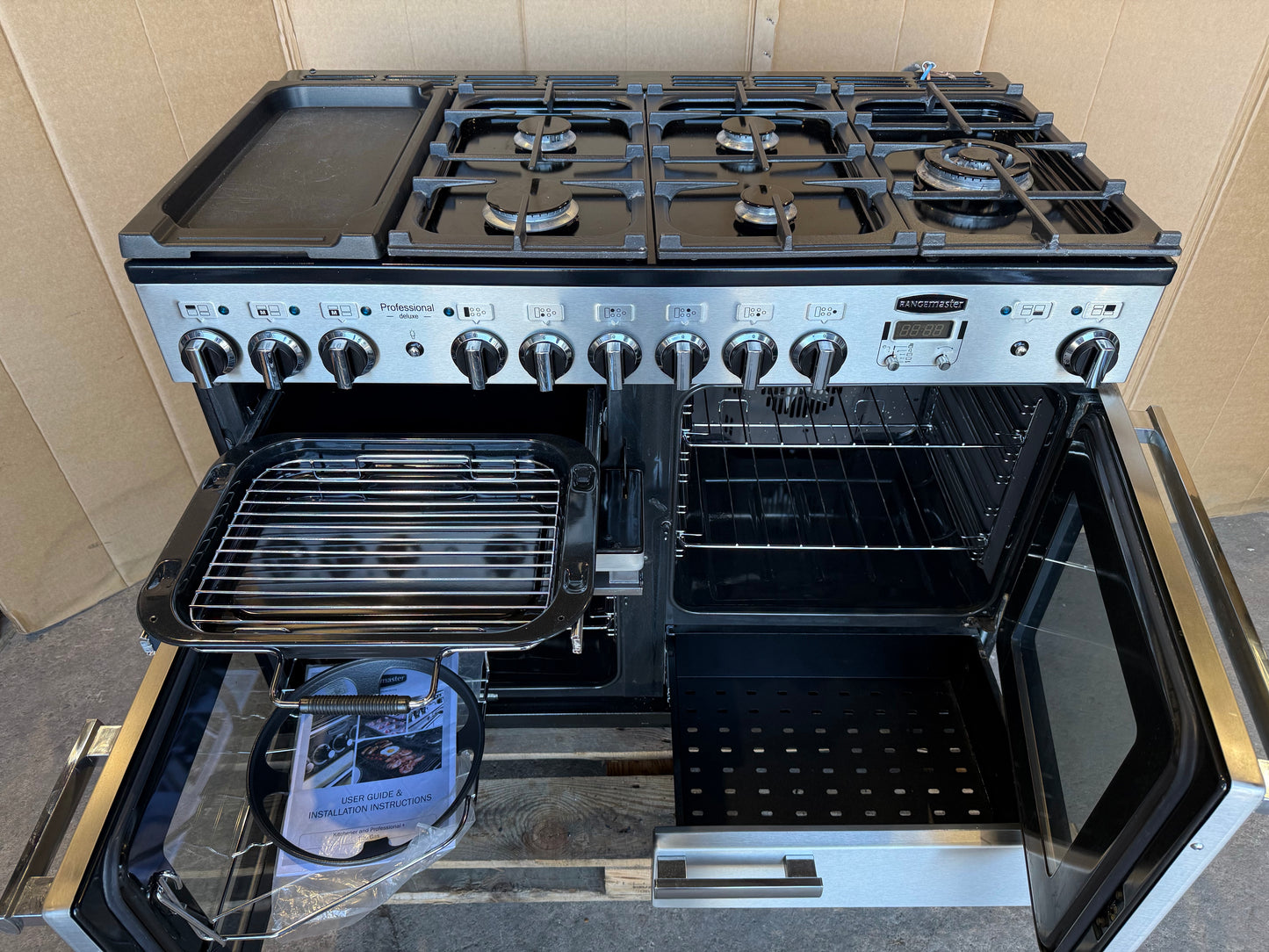 RANGEMASTER PROFESSIONAL DELUXE 110 DUAL FUEL FSD STAINLESS STEEL WITH PROVING DRAWER