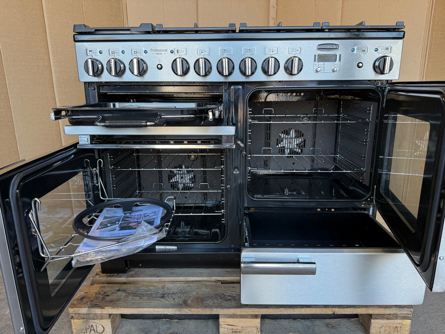 RANGEMASTER PROFESSIONAL DELUXE 110 DUAL FUEL FSD STAINLESS STEEL WITH PROVING DRAWER
