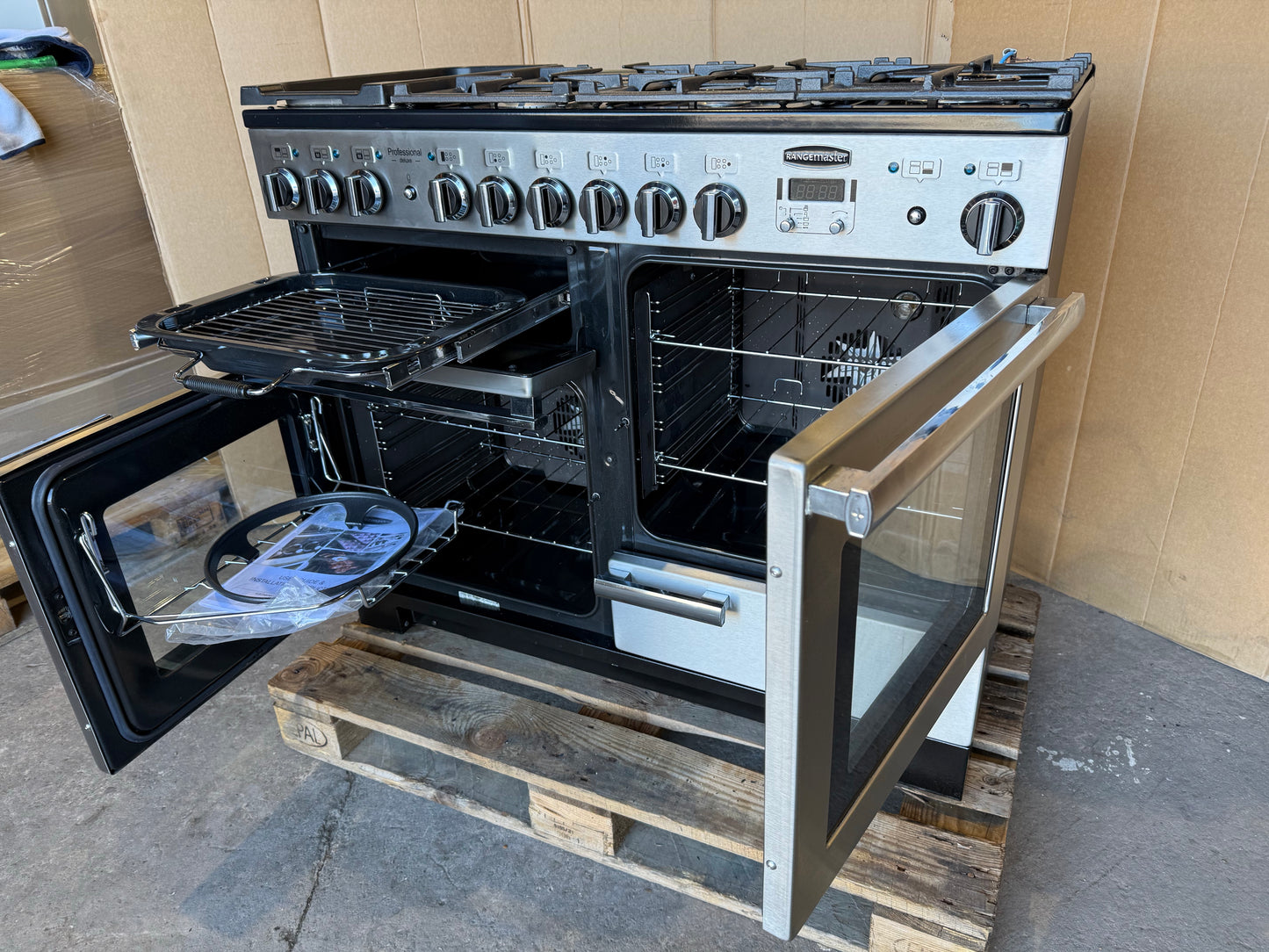 RANGEMASTER PROFESSIONAL DELUXE 110 DUAL FUEL FSD STAINLESS STEEL WITH PROVING DRAWER