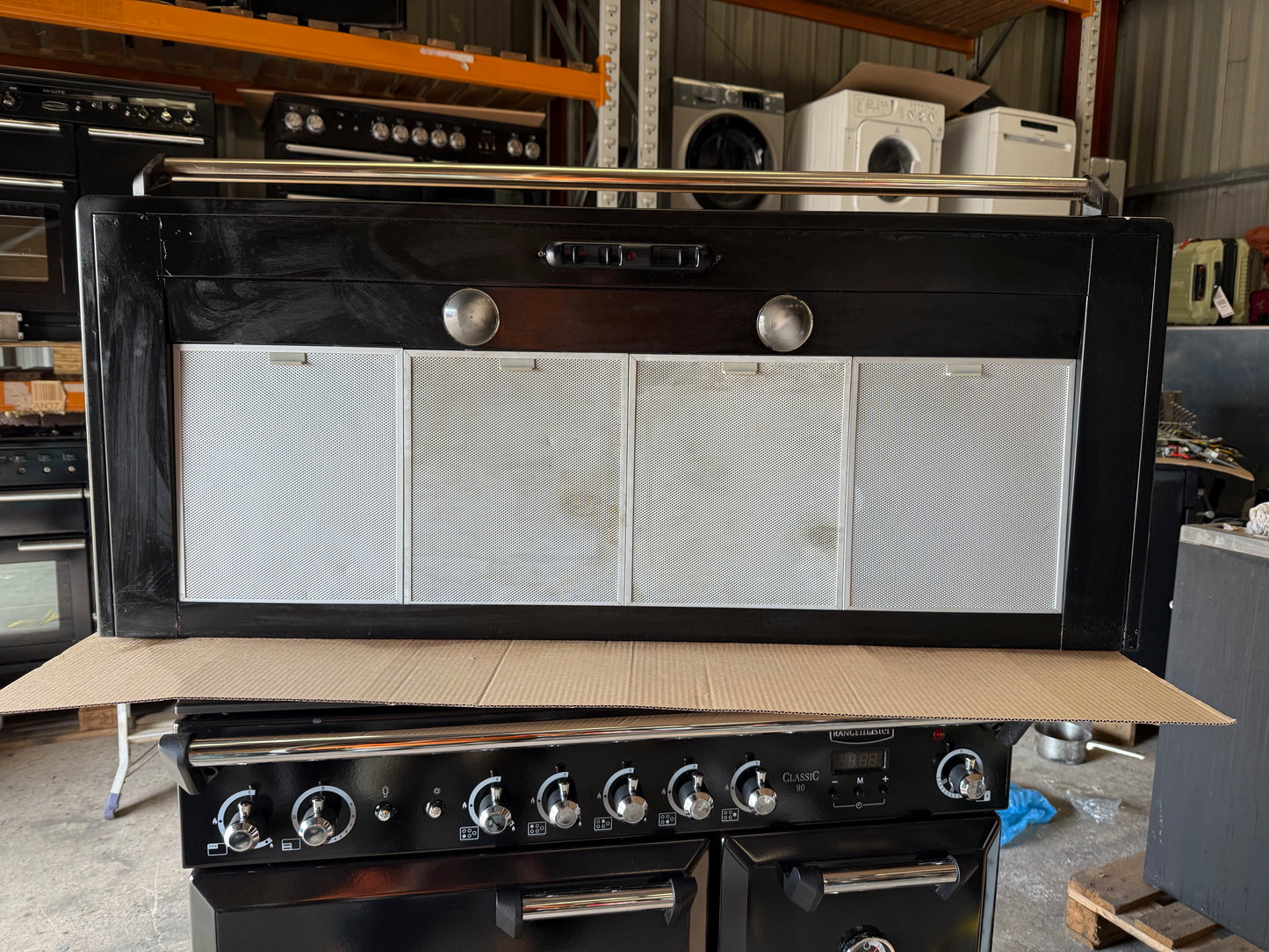 RANGEMASTER 110CM BLACK/BRASS EXTRACTOR HOOD