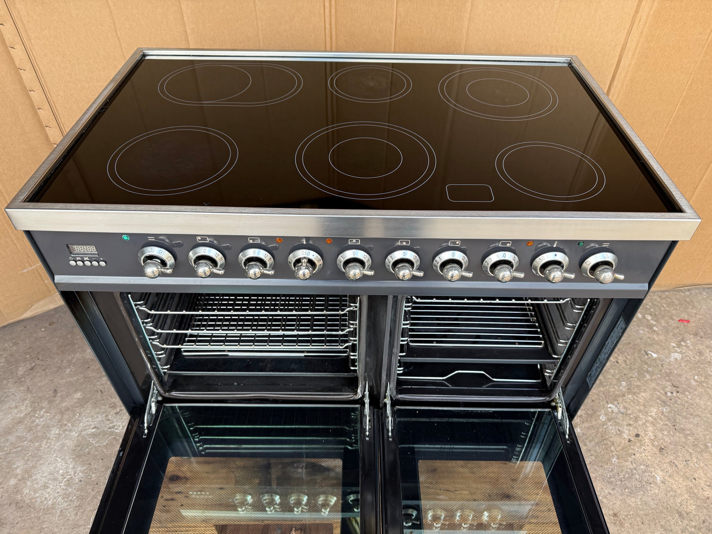 BRITANNIA 100CM CERAMIC GUN METAL ALL ELECTRIC COOKER