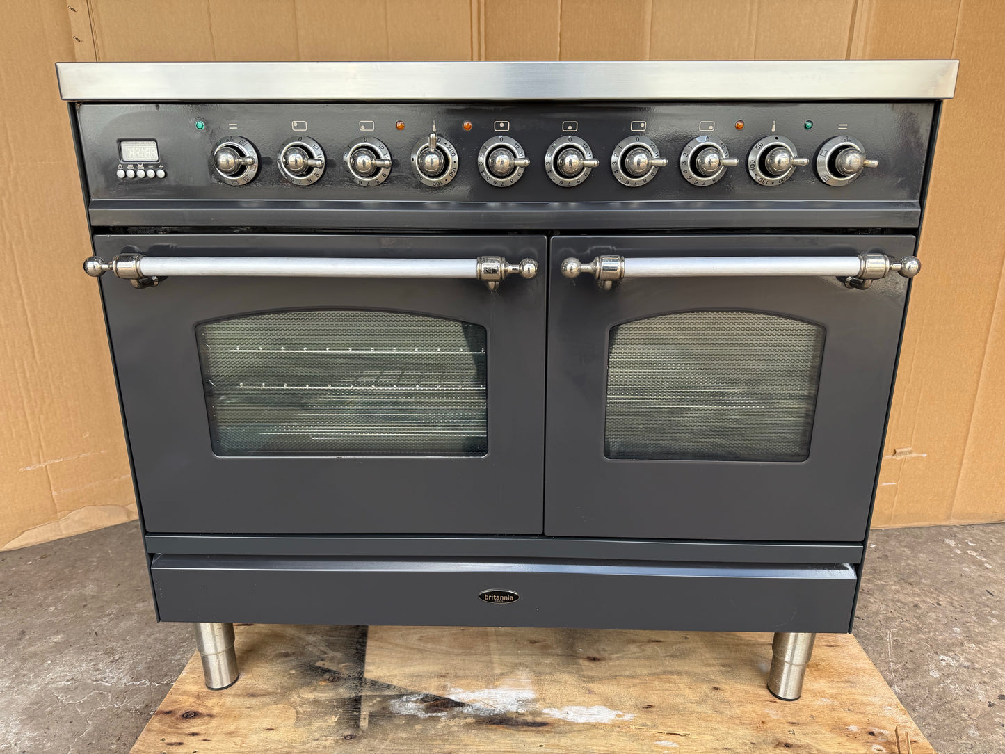 BRITANNIA 100CM CERAMIC GUN METAL ALL ELECTRIC COOKER