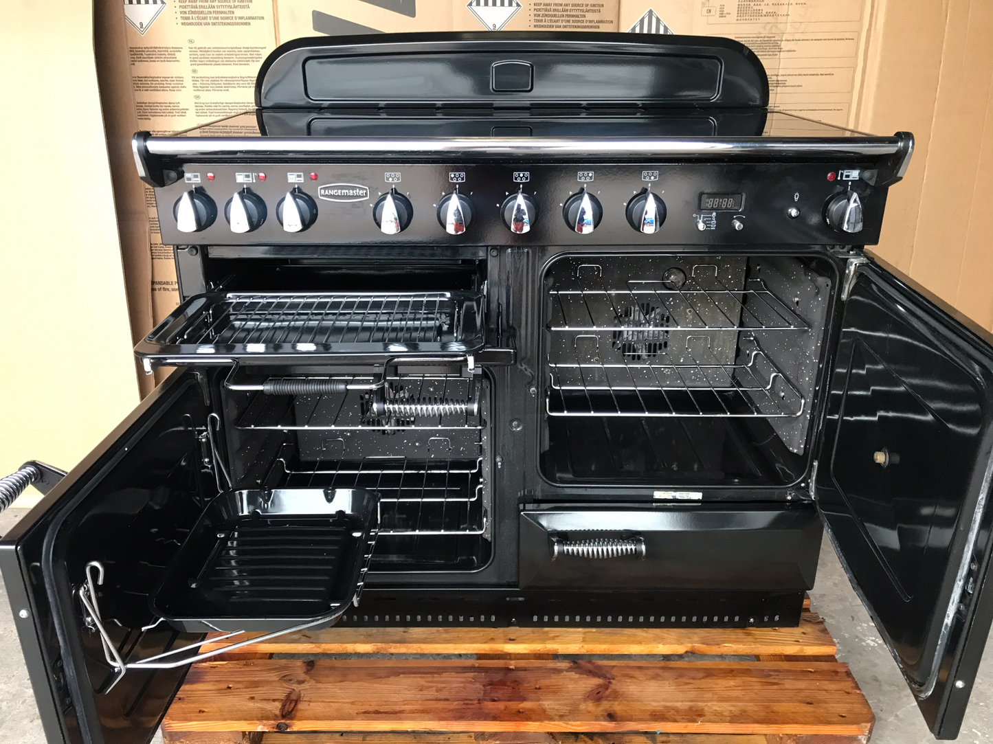 RANGEMASTER ELAN 110 INDUCTION BLACK WITH CHROME SPIRAL HANDLES