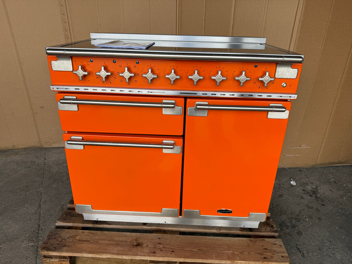 RANGEMASTER ELISE 100 INDUCTION ORANGE ALL ELECTRIC COOKER