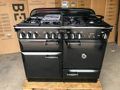 RANGEMASTER ELAN 110 DUAL FUEL BLACK WITH CHROME SPIRAL HANDLES