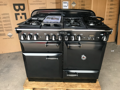 RANGEMASTER ELAN 110 DUAL FUEL BLACK WITH CHROME SPIRAL HANDLES