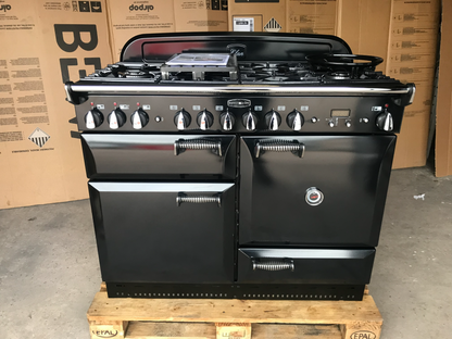 RANGEMASTER ELAN 110 DUAL FUEL BLACK WITH CHROME SPIRAL HANDLES