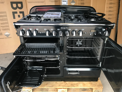 RANGEMASTER ELAN 110 DUAL FUEL BLACK WITH CHROME SPIRAL HANDLES