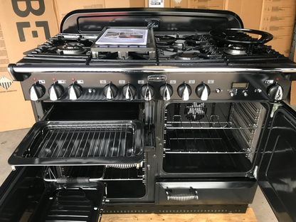 RANGEMASTER ELAN 110 DUAL FUEL BLACK WITH CHROME SPIRAL HANDLES