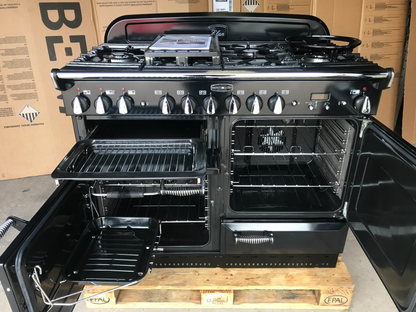 RANGEMASTER ELAN 110 DUAL FUEL BLACK WITH CHROME SPIRAL HANDLES
