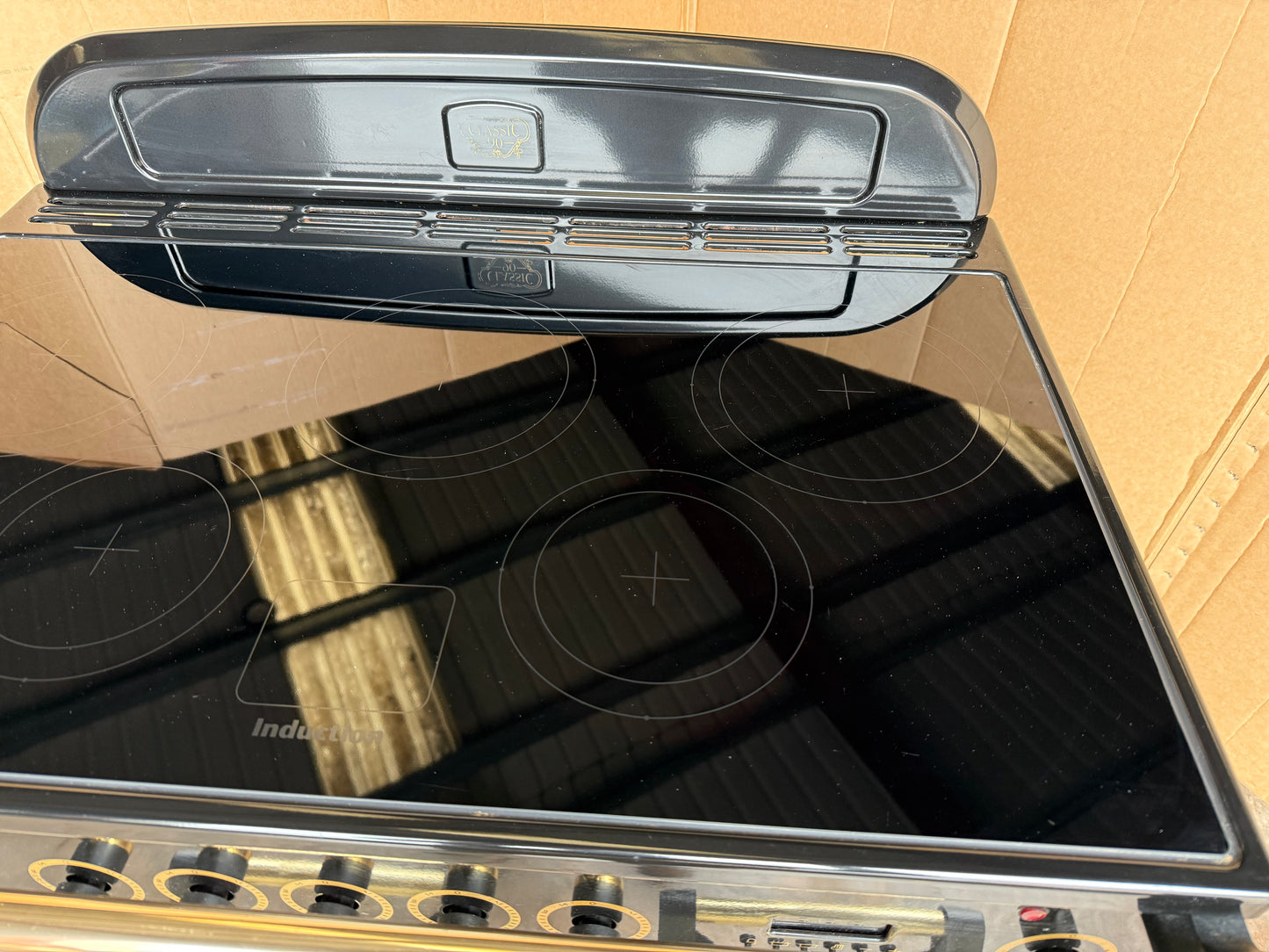 RANGEMASTER CLASSIC 90 INDUCTION ALL ELECTRIC CREAM/BRASS
