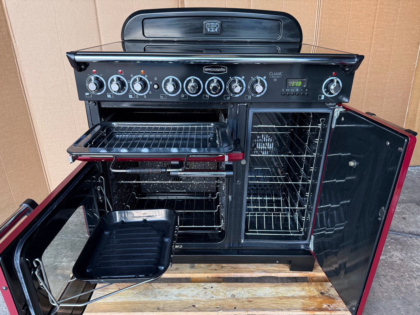 Rangemaster Classic Deluxe 90 Ceramic Cranberry  all Electric Cooker
