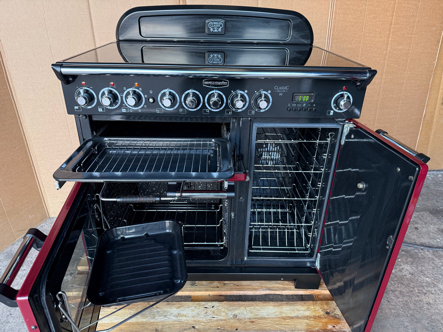 Rangemaster Classic Deluxe 90 Ceramic Cranberry  all Electric Cooker
