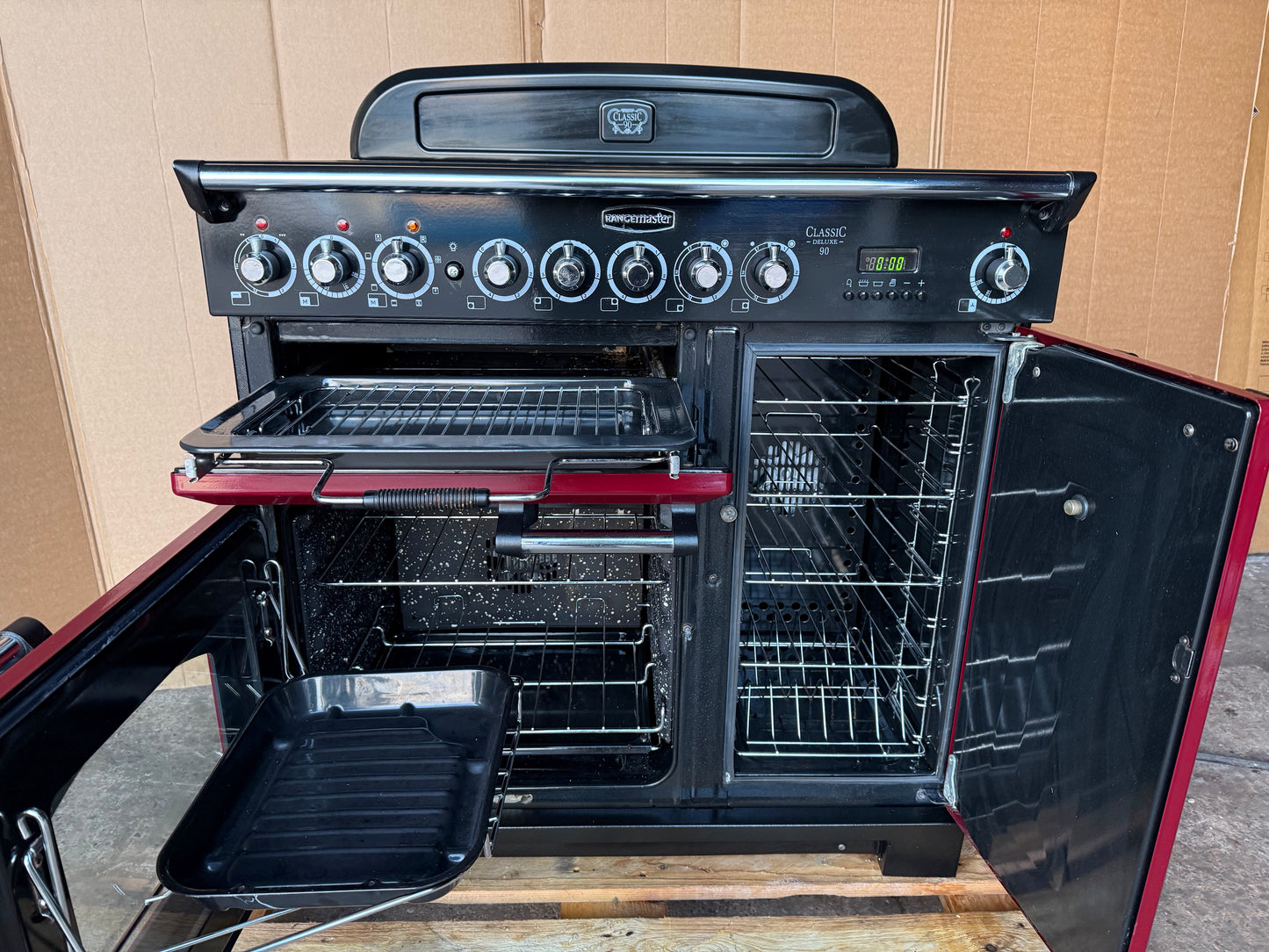 Rangemaster Classic Deluxe 90 Ceramic Cranberry  all Electric Cooker