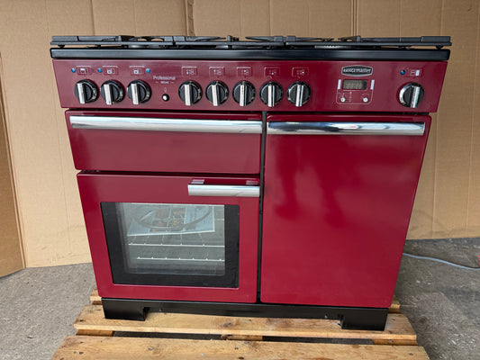 Rangemaster professional Deluxe 100 Dual Fuel FSD Cranberry Red Cooker