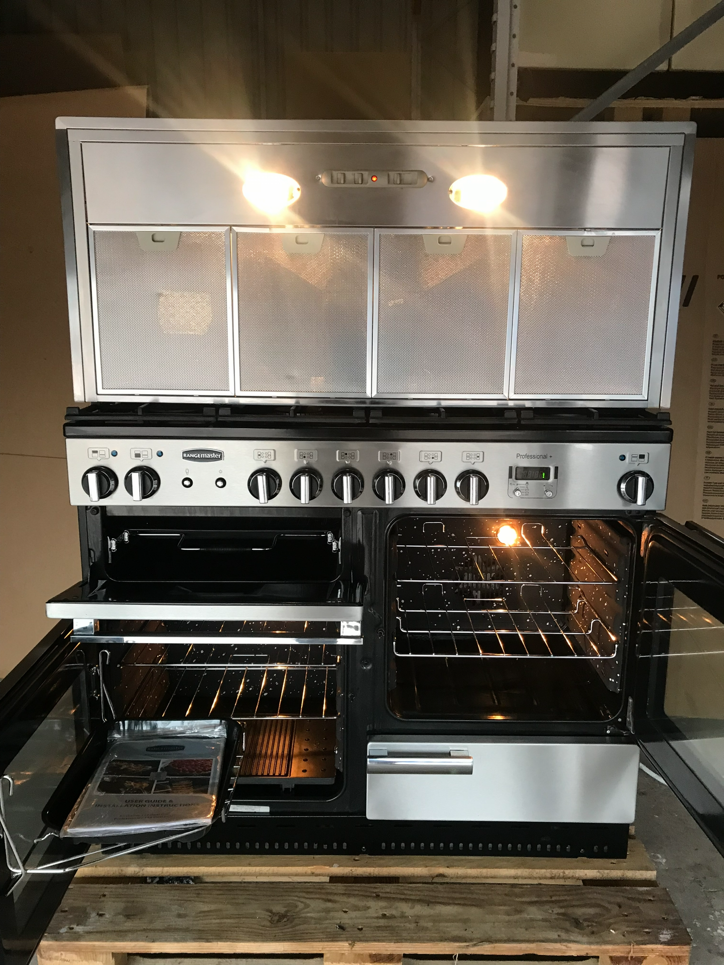 RANGEMASTER PROFESSIONAL PLUS 110 DUAL FUEL STAINLESS STEEL WITH HOOD