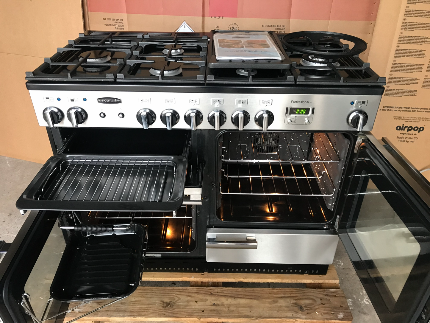 RANGEMASTER PROFESSIONAL PLUS 110 DUAL FUEL STAINLESS STEEL WITH HOOD