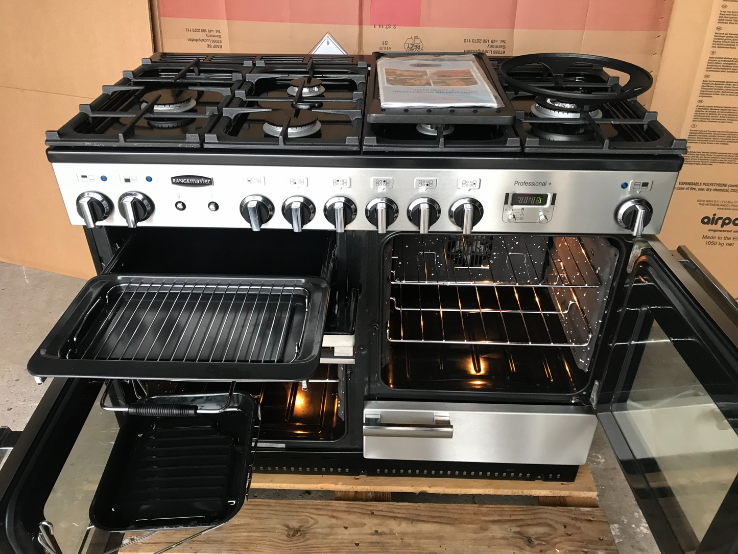 RANGEMASTER PROFESSIONAL PLUS 110 DUAL FUEL STAINLESS STEEL WITH HOOD
