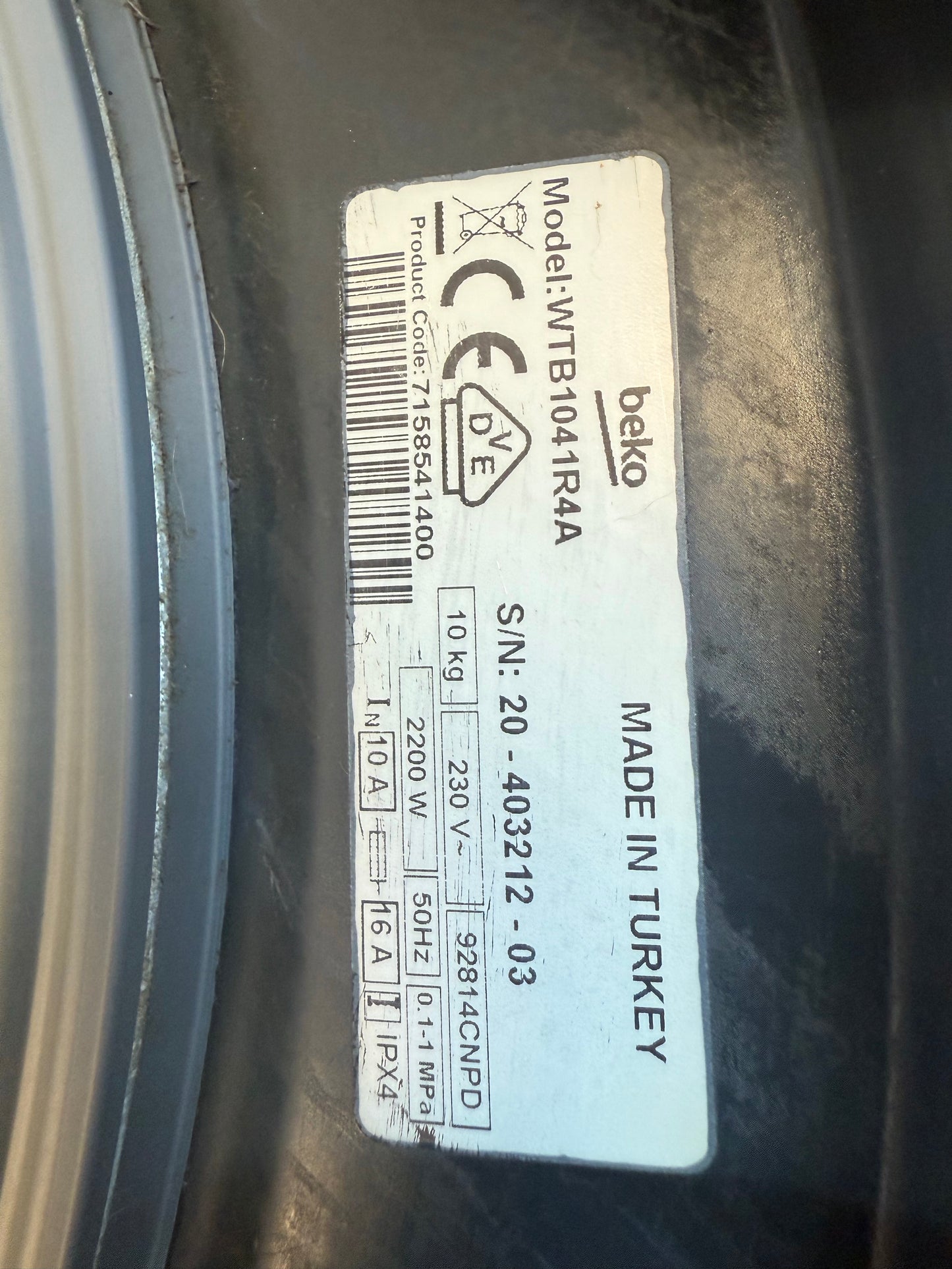 BEKO 60CM WASHING MACHINE