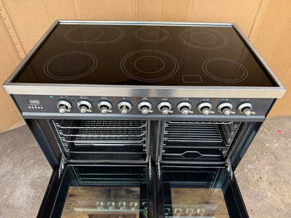 BRITANNIA 100CM CERAMIC GUN METAL ALL ELECTRIC COOKER