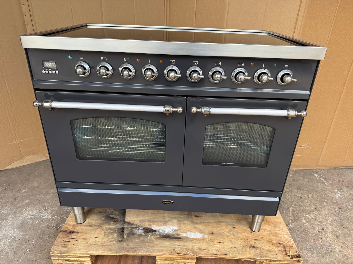 BRITANNIA 100CM CERAMIC GUN METAL ALL ELECTRIC COOKER