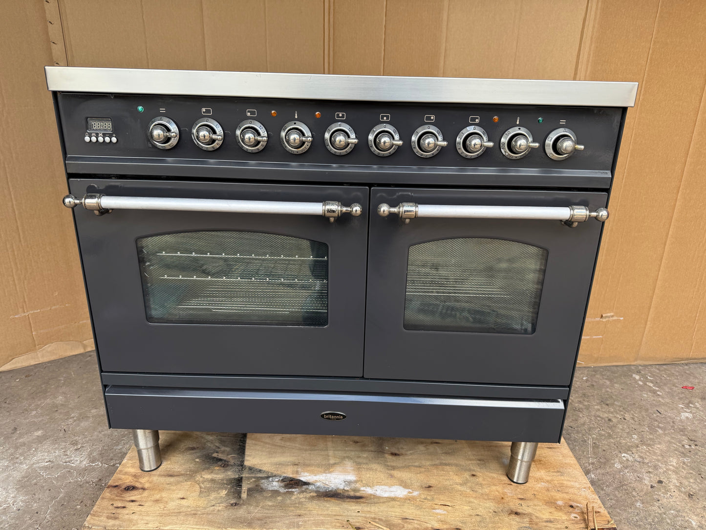 BRITANNIA 100CM CERAMIC GUN METAL ALL ELECTRIC COOKER