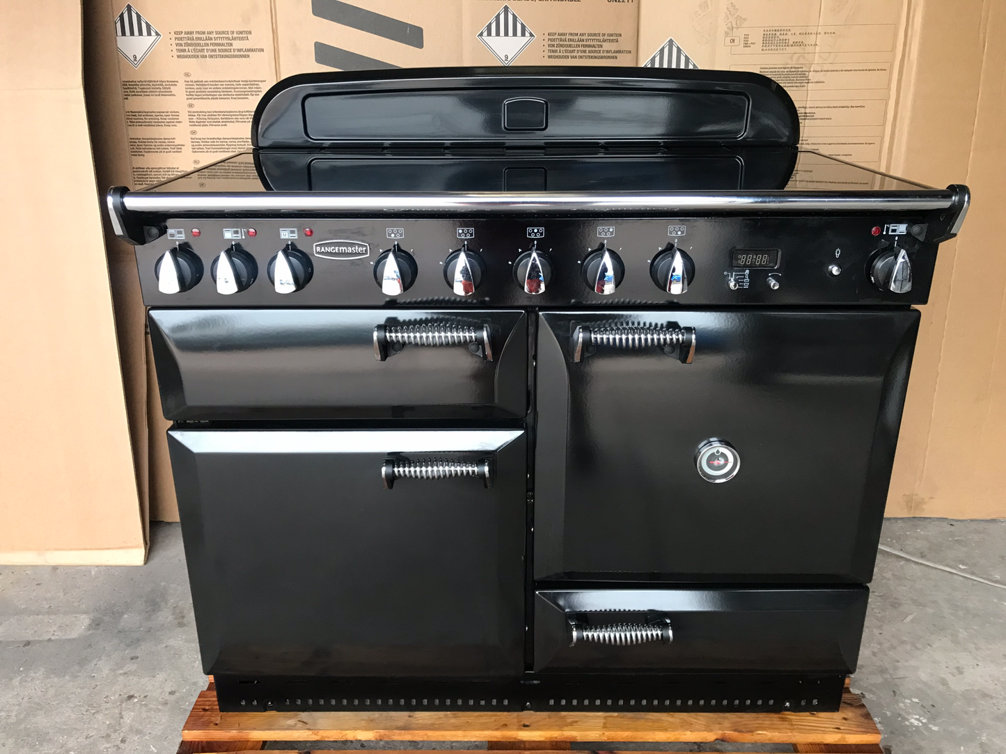 RANGEMASTER ELAN 110 INDUCTION BLACK WITH CHROME SPIRAL HANDLES