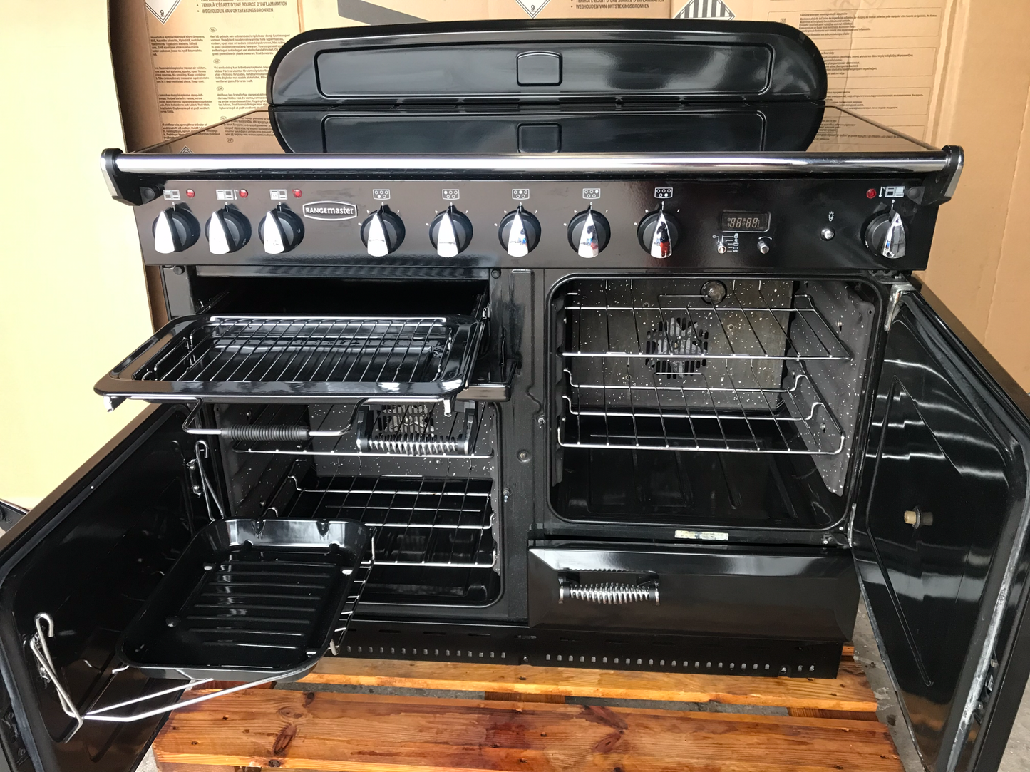 RANGEMASTER ELAN 110 INDUCTION BLACK WITH CHROME SPIRAL HANDLES