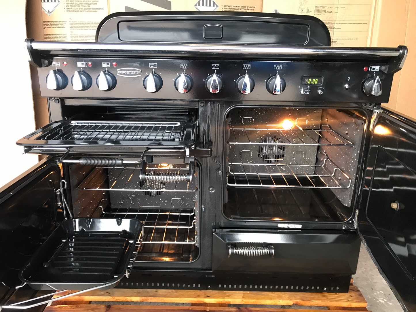 RANGEMASTER ELAN 110 INDUCTION BLACK WITH CHROME SPIRAL HANDLES