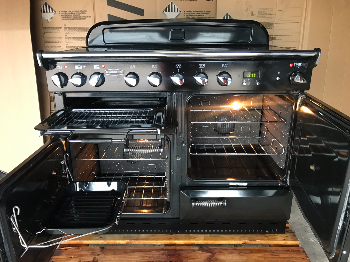 RANGEMASTER ELAN 110 INDUCTION BLACK WITH CHROME SPIRAL HANDLES