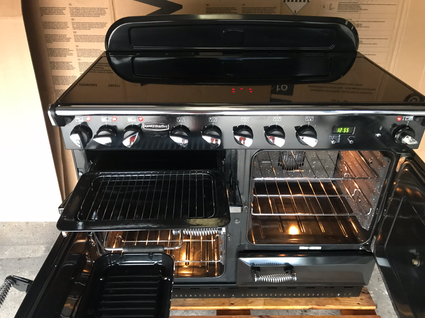 RANGEMASTER ELAN 110 INDUCTION BLACK WITH CHROME SPIRAL HANDLES