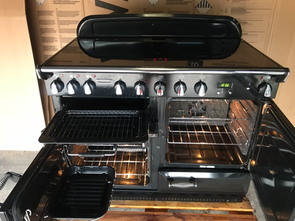 RANGEMASTER ELAN 110 INDUCTION BLACK WITH CHROME SPIRAL HANDLES