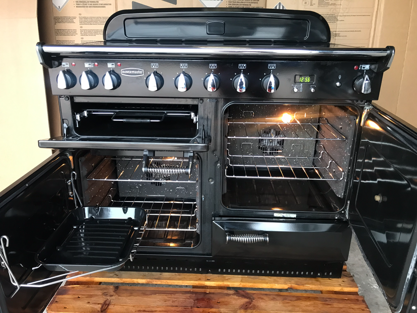 RANGEMASTER ELAN 110 INDUCTION BLACK WITH CHROME SPIRAL HANDLES