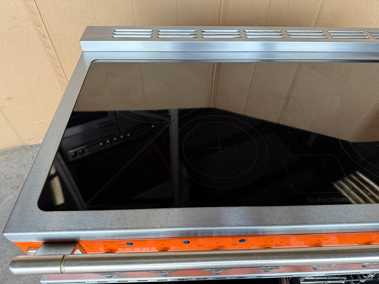 RANGEMASTER ELISE 100 INDUCTION ORANGE ALL ELECTRIC COOKER