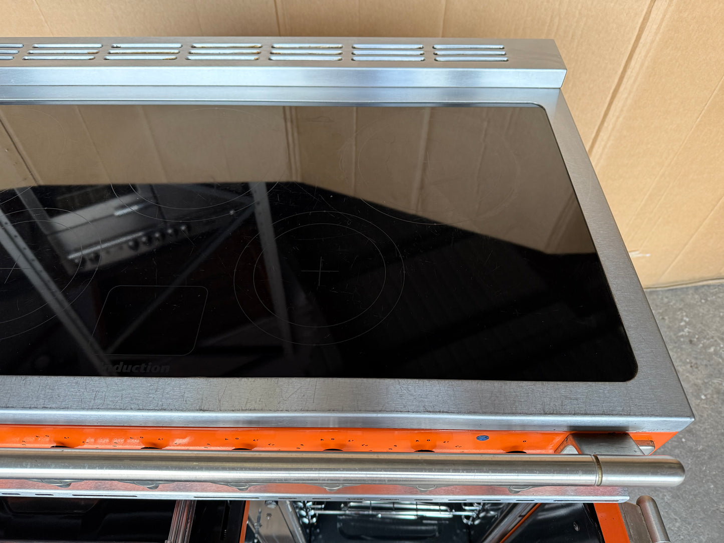 RANGEMASTER ELISE 100 INDUCTION ORANGE ALL ELECTRIC COOKER