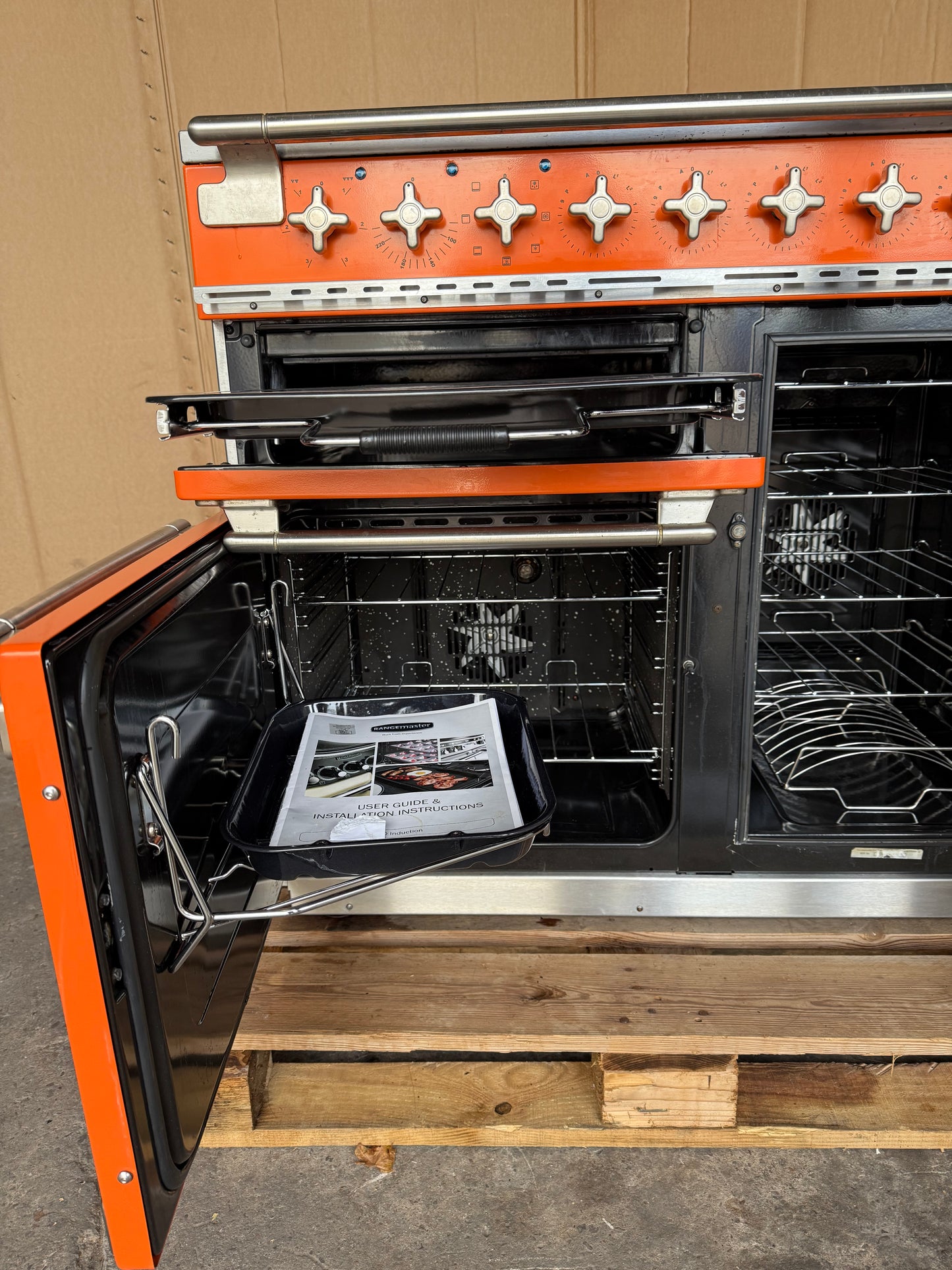 RANGEMASTER ELISE 100 INDUCTION ORANGE ALL ELECTRIC COOKER