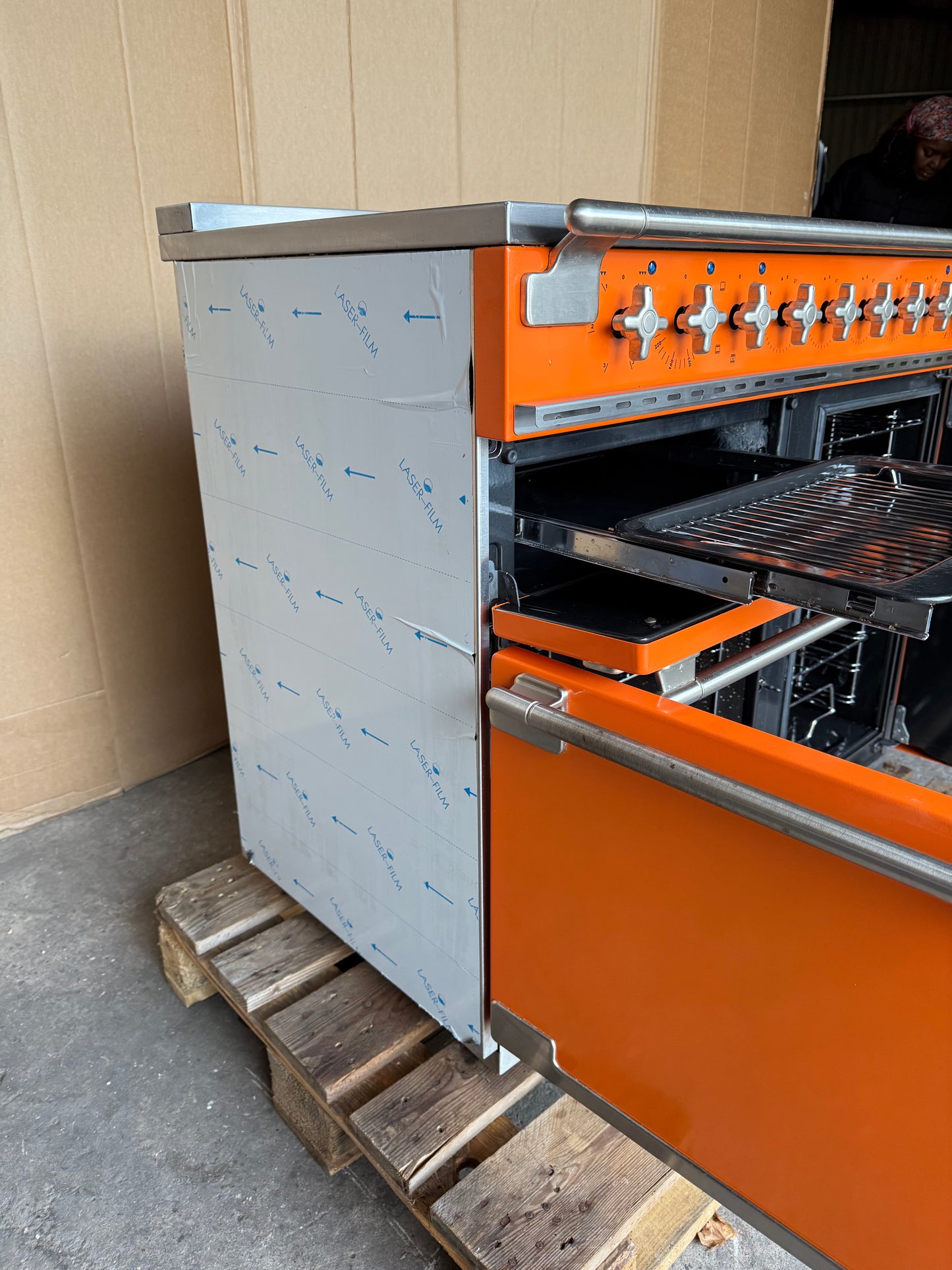 RANGEMASTER ELISE 100 INDUCTION ORANGE ALL ELECTRIC COOKER