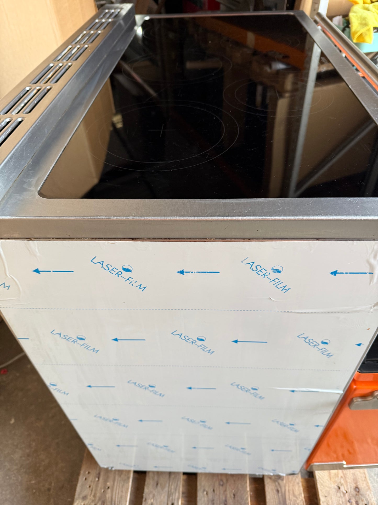 RANGEMASTER ELISE 100 INDUCTION ORANGE ALL ELECTRIC COOKER