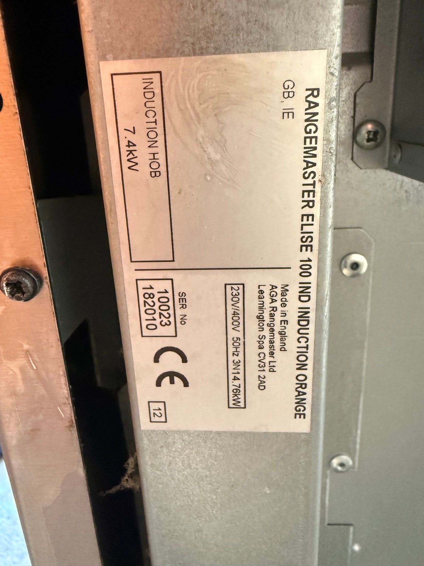 RANGEMASTER ELISE 100 INDUCTION ORANGE ALL ELECTRIC COOKER