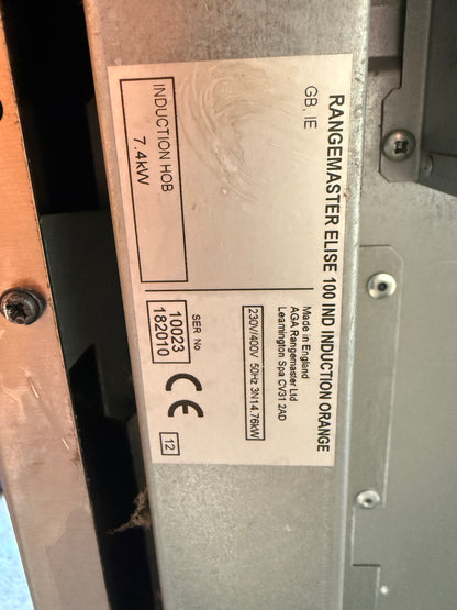 RANGEMASTER ELISE 100 INDUCTION ORANGE ALL ELECTRIC COOKER