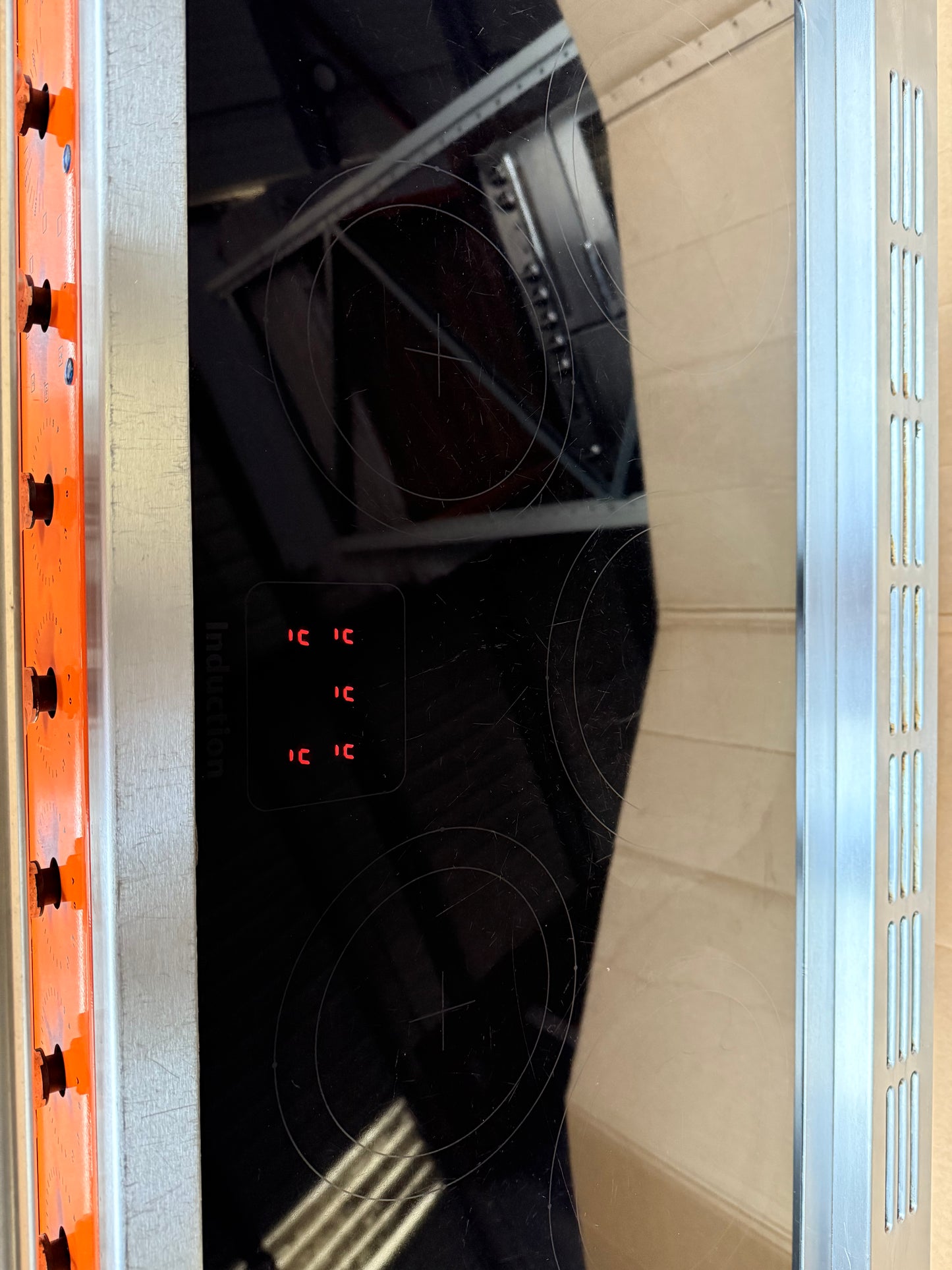 RANGEMASTER ELISE 100 INDUCTION ORANGE ALL ELECTRIC COOKER