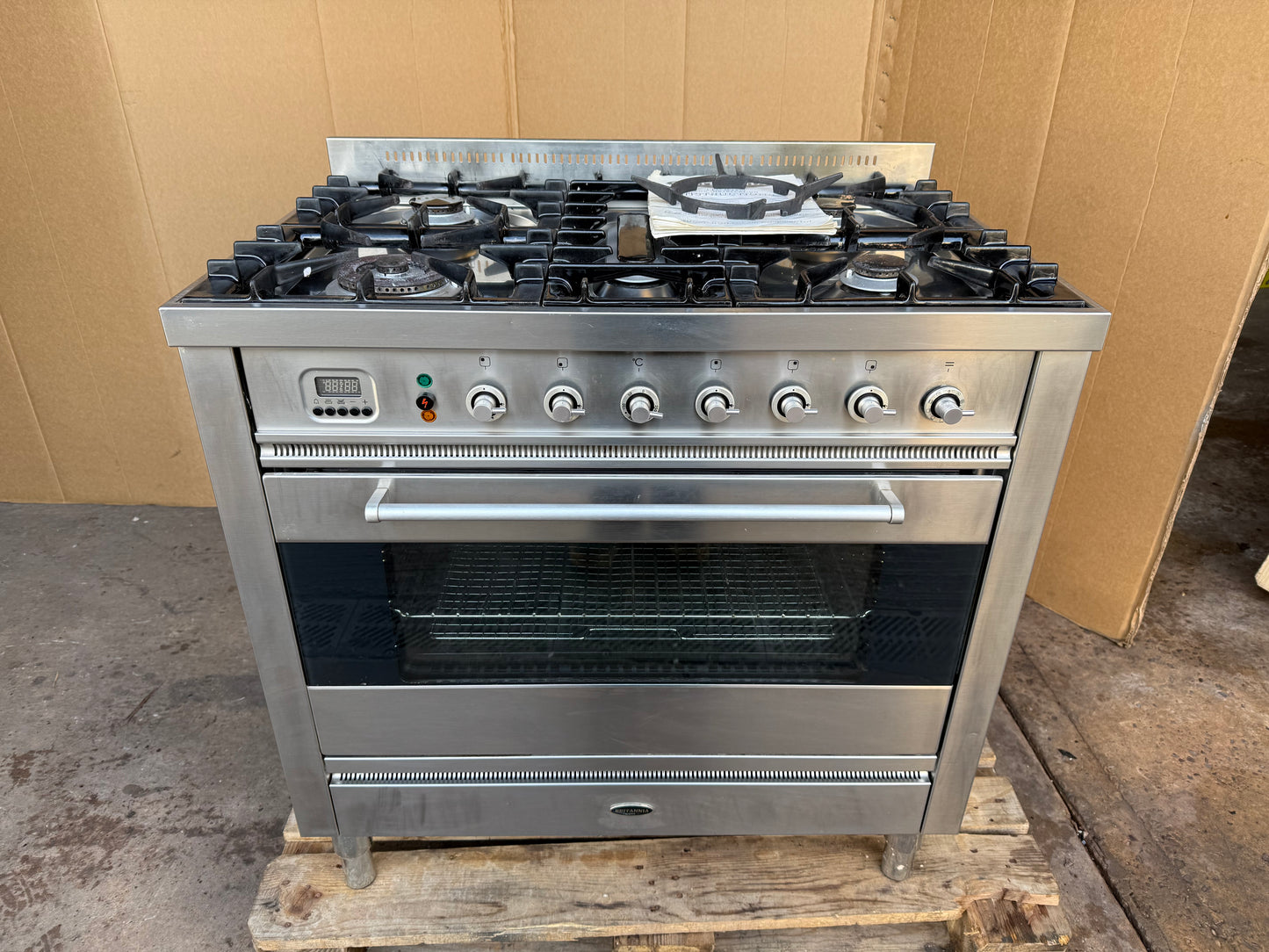 BRITANNIA 90CM DUAL FUEL FSD STAINLESS STEEL COOKER