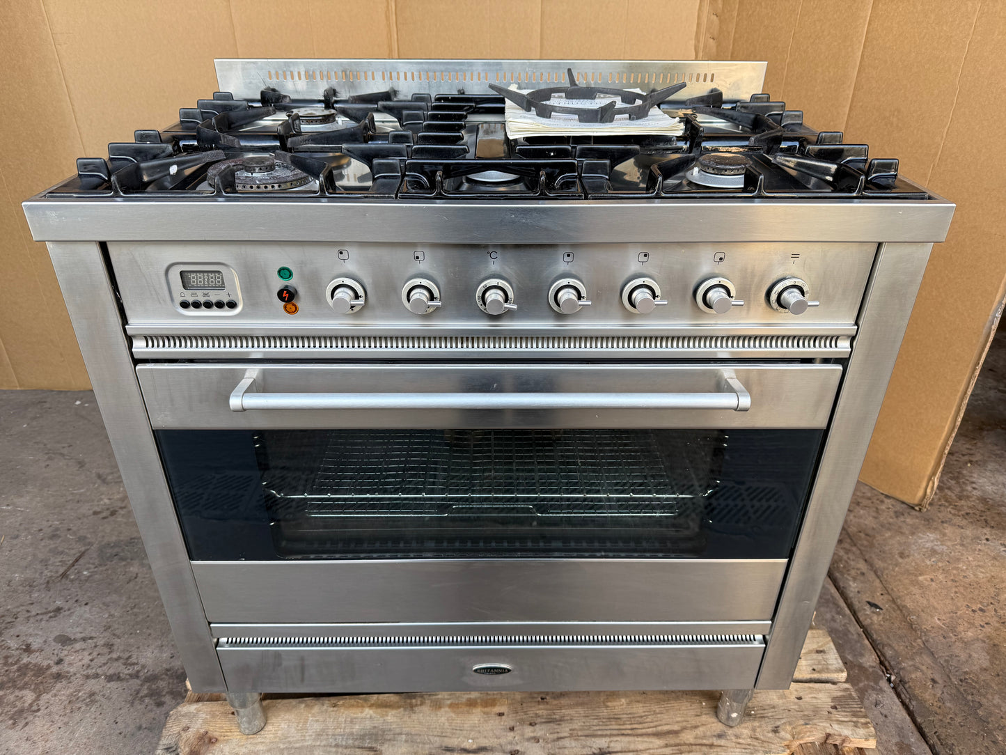 BRITANNIA 90CM DUAL FUEL FSD STAINLESS STEEL COOKER