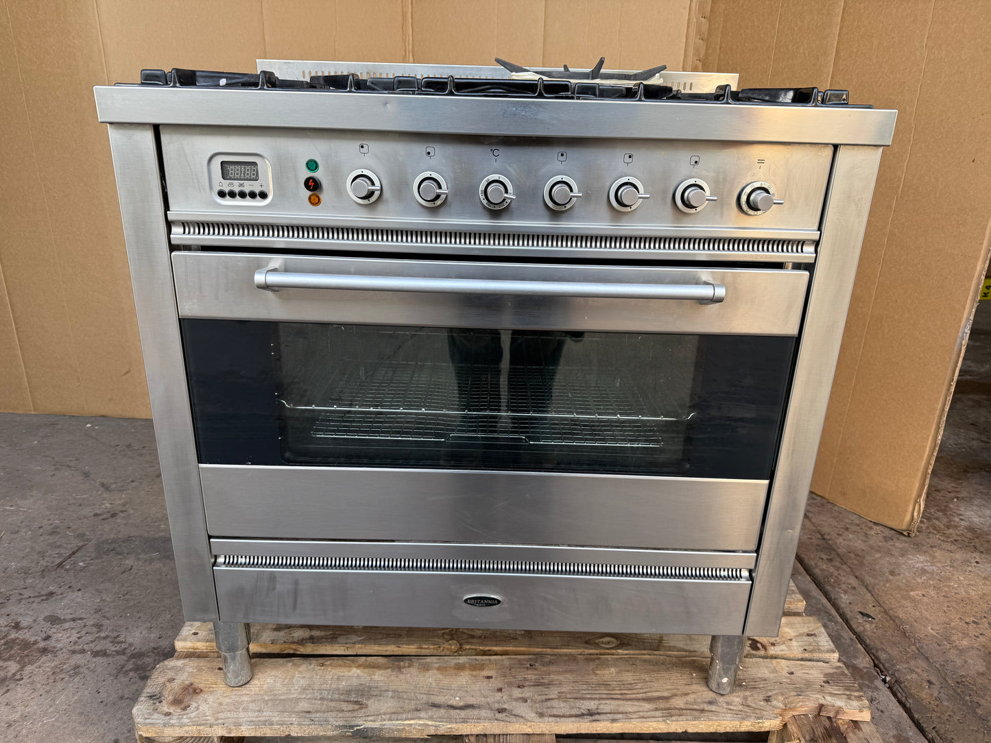 BRITANNIA 90CM DUAL FUEL FSD STAINLESS STEEL COOKER