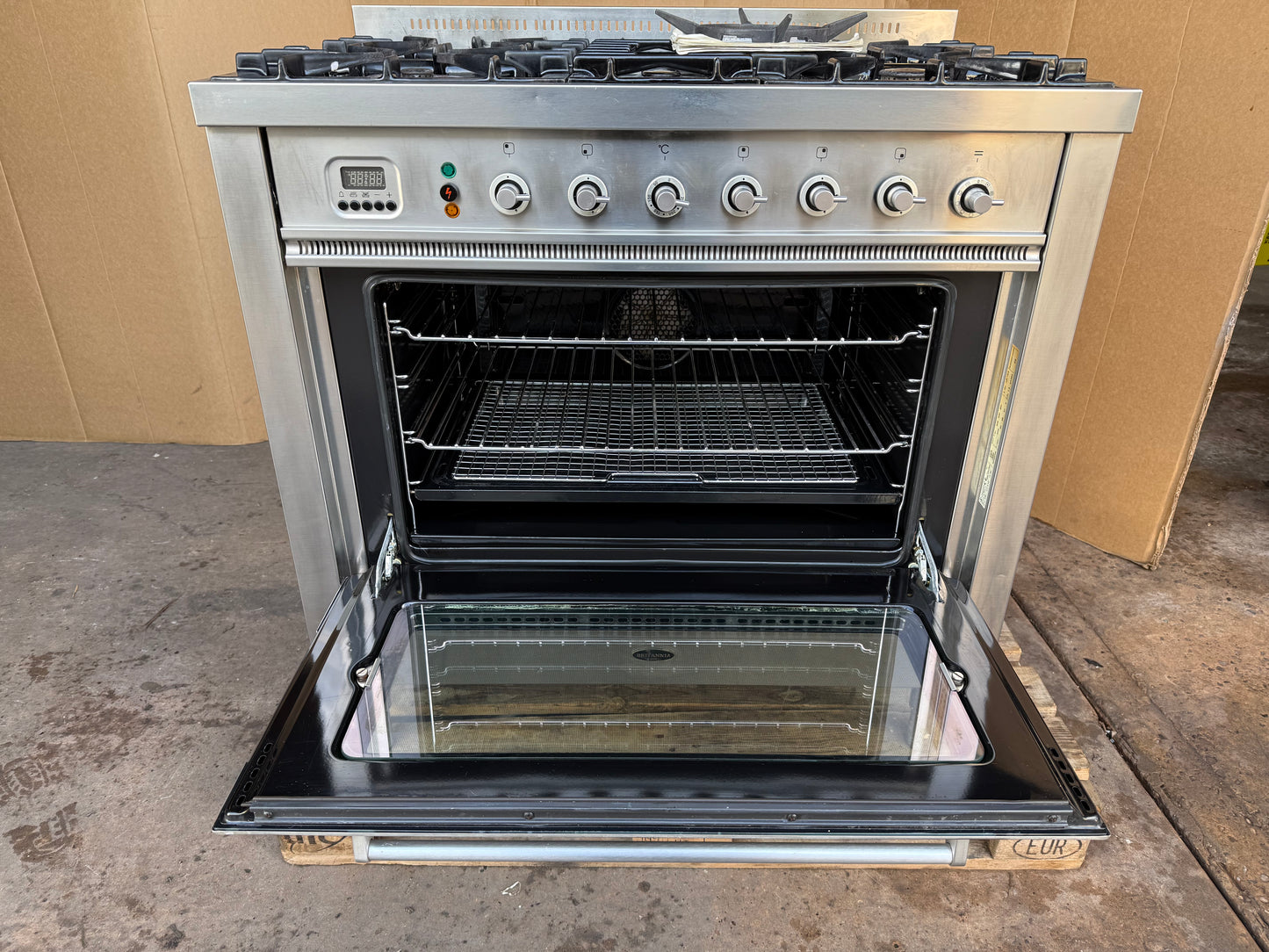 BRITANNIA 90CM DUAL FUEL FSD STAINLESS STEEL COOKER