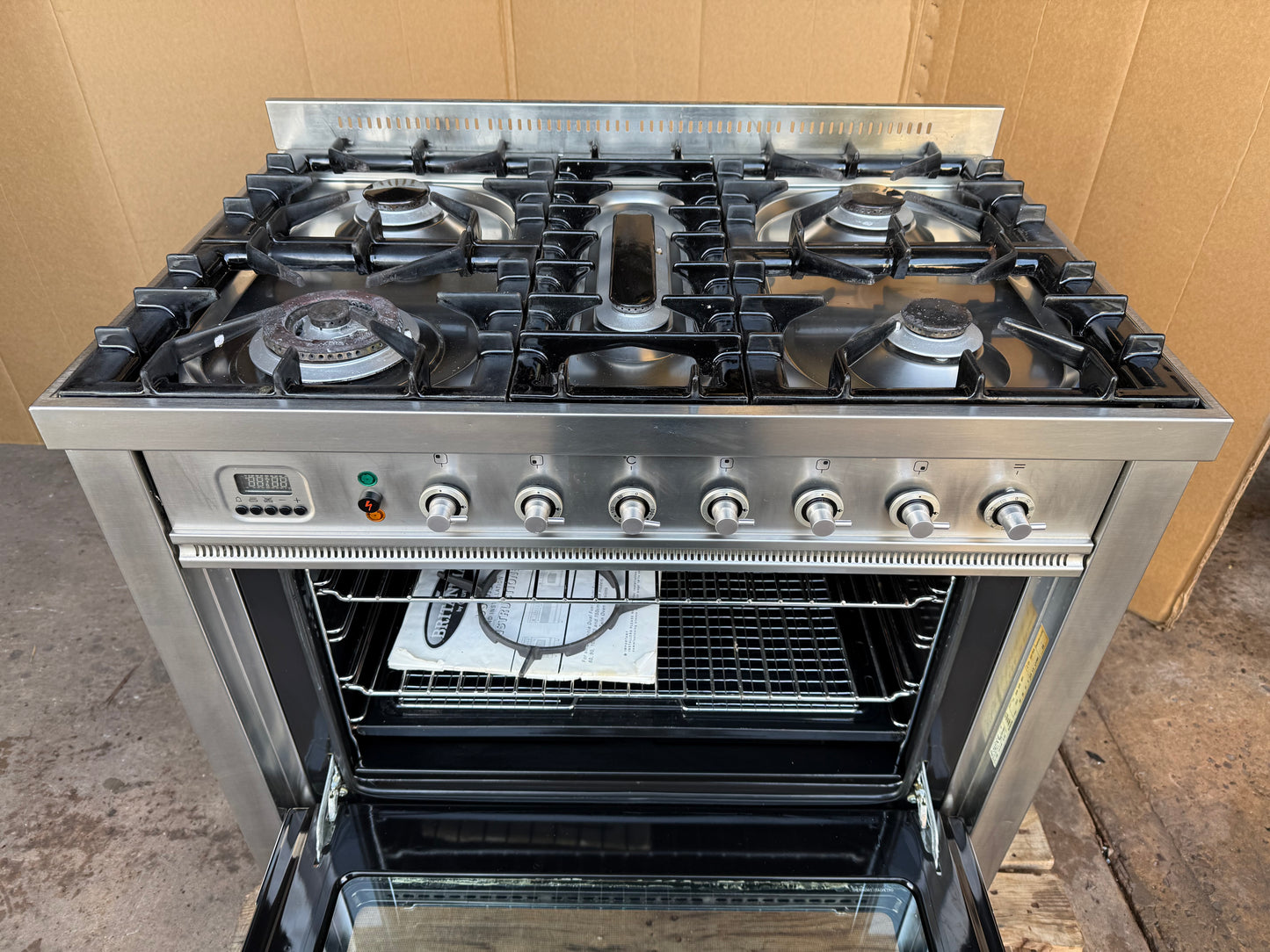 BRITANNIA 90CM DUAL FUEL FSD STAINLESS STEEL COOKER